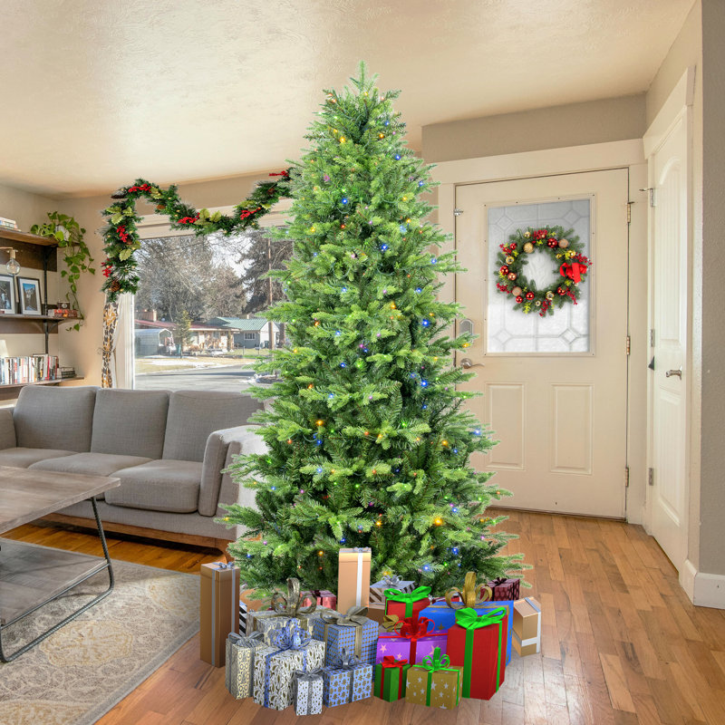 Arbre de Noël artificiel en PE et PVC pré-éclairés, 6'6"