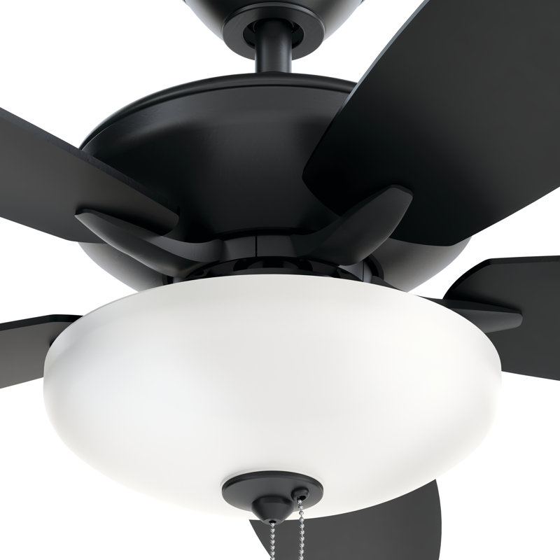 52'' Ceiling Fan with LED Lights, Black with Satin Blade