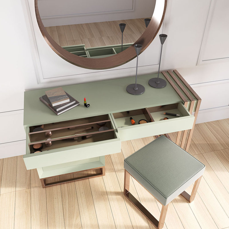 Ensemble de coiffeuse avec tabouret, Mat