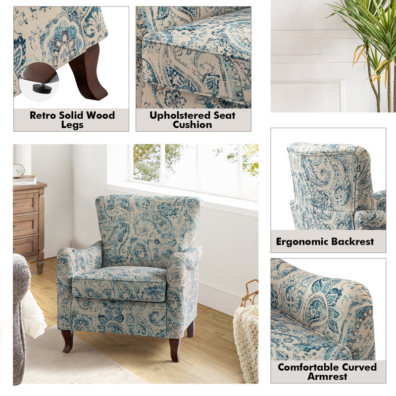 Cookson Upholstered Armchair, Blue