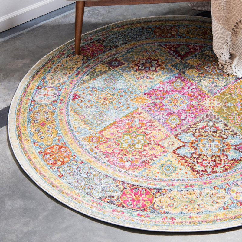 Folmar Geometric Indoor Rug, Round 4'