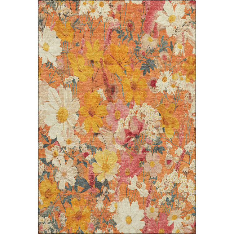 Premium Machine Washable Elize AMF1506 Floral Rug