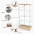 Modern Glass Display Cabinet with 2 Large Drawers , Quick-assembly Antique Cabinet with LED lights, Tempered Glass Bookshelf, 2-Door Storage Case with 4 Shelves-974265830