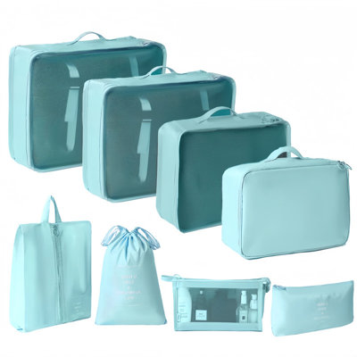 8-Piece Lightweight Travel Packing Cubes, Luggage Organizer Set with Makeup Bag for Vacations, Business Trips