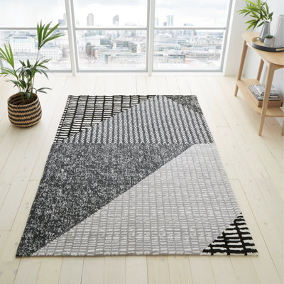 Larsson Geo Machine Woven Grey/White Rug