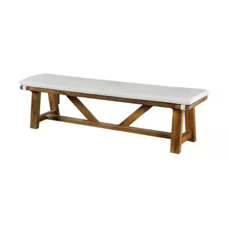 Banc rembourré moderne avec coussin et siège rembourré de style rustique au fini brun et blanc