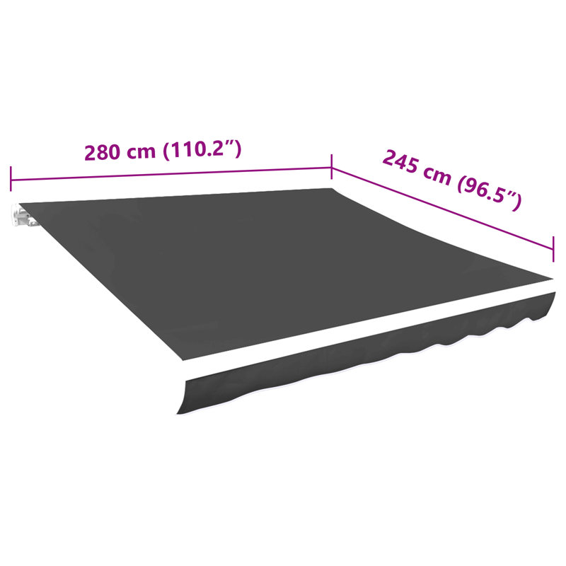 Awning Top Sunshade Canvas, Anthracite, 300cm W x 250cm D