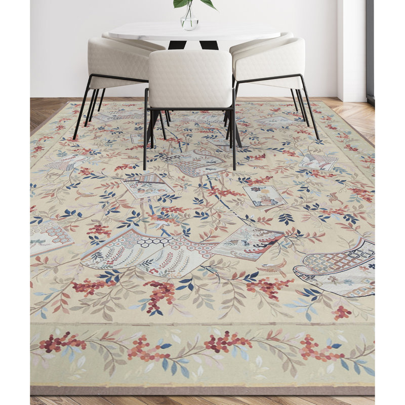Aubusson Renaissance Wool Floral Area Rug