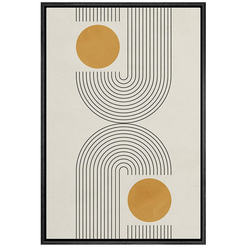 Black and Yellow Geometric Abstract Framed Canvas Print
