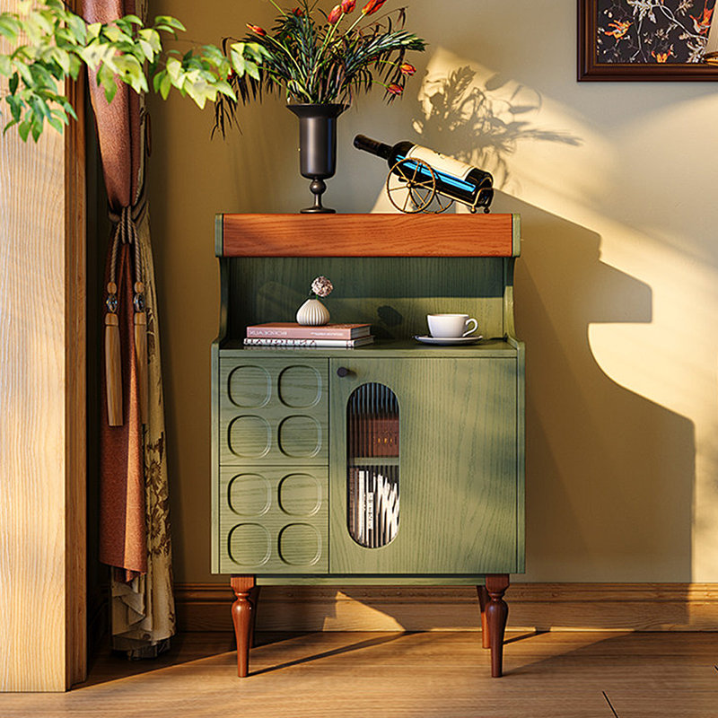Buffet vintage en bois massif vert 35,43 "