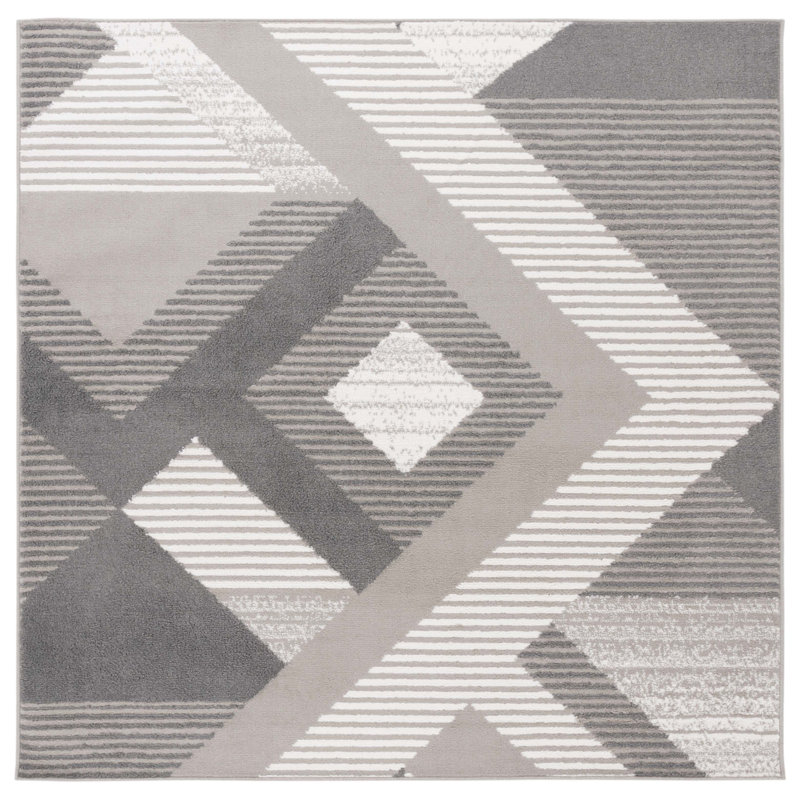 Tapis géométrique en polypropylène tissé à la machine Henslie, Rectangle 5 pi 3 po x 7 pi 8 po