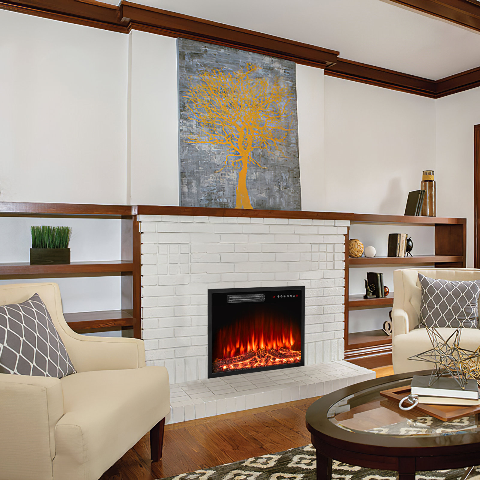 Symple Stuff 23 Inch Electric Fireplace Insert With Led Realistic Flame ...