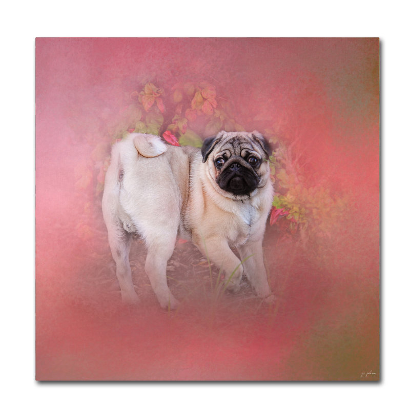 «Pug in the Garden» par Vidur, impression sur toile tendue, H 24 po x l 24 po