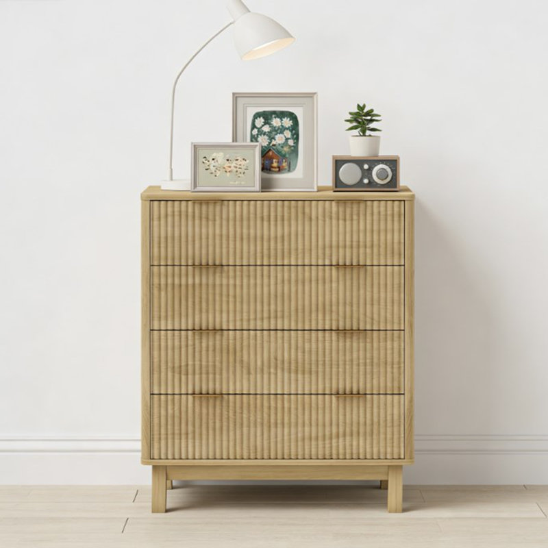 Closet Dresser,4 Drawer Double Dresser for Bedroom, Natural Wood
