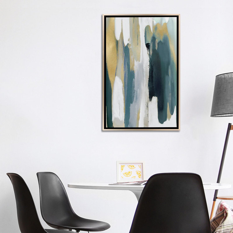 Converge Teal II - reproduction d'art murale - toile encadrée, H 40 po x l 26 po, Champagne
