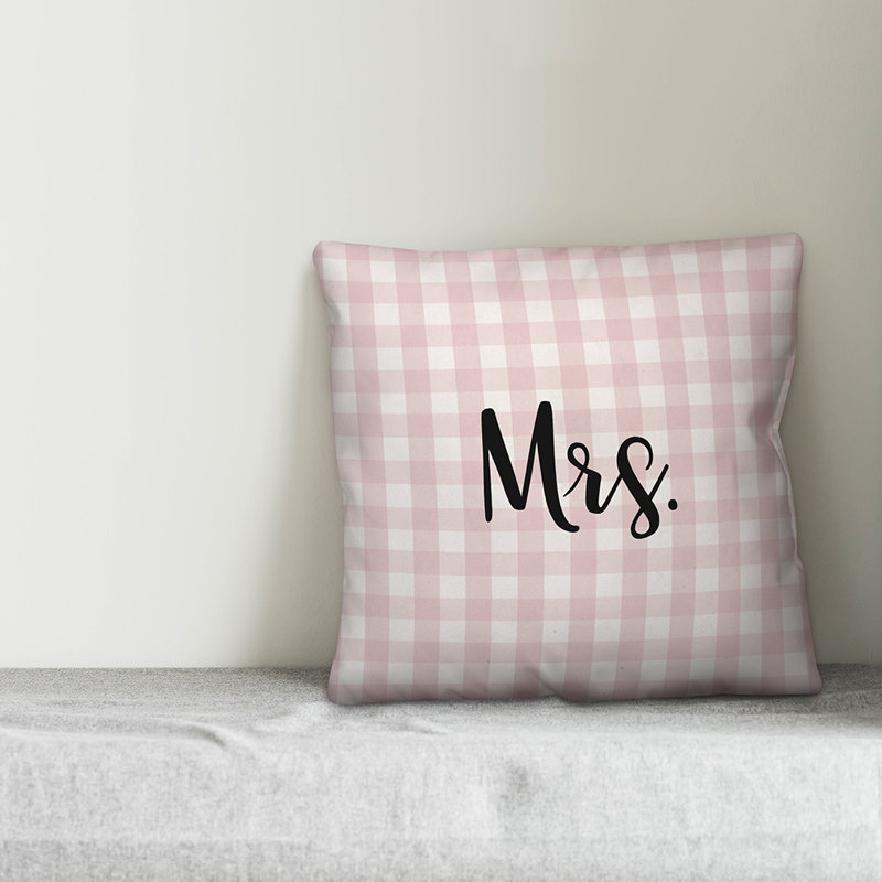 Plaid Throw Pillow, Pink/Black, Pillow Cover