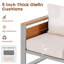 Ensemble de 2 fauteuils de patio modernes en aluminium avec panneaux imitation bois et coussins résistants aux intempéries-1290848301
