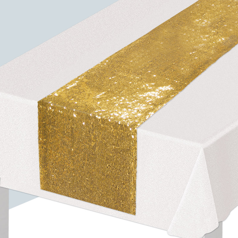 Chemin de table à paillettes - 11¼ po x 6 pi 3 po - paquet de 12, Or