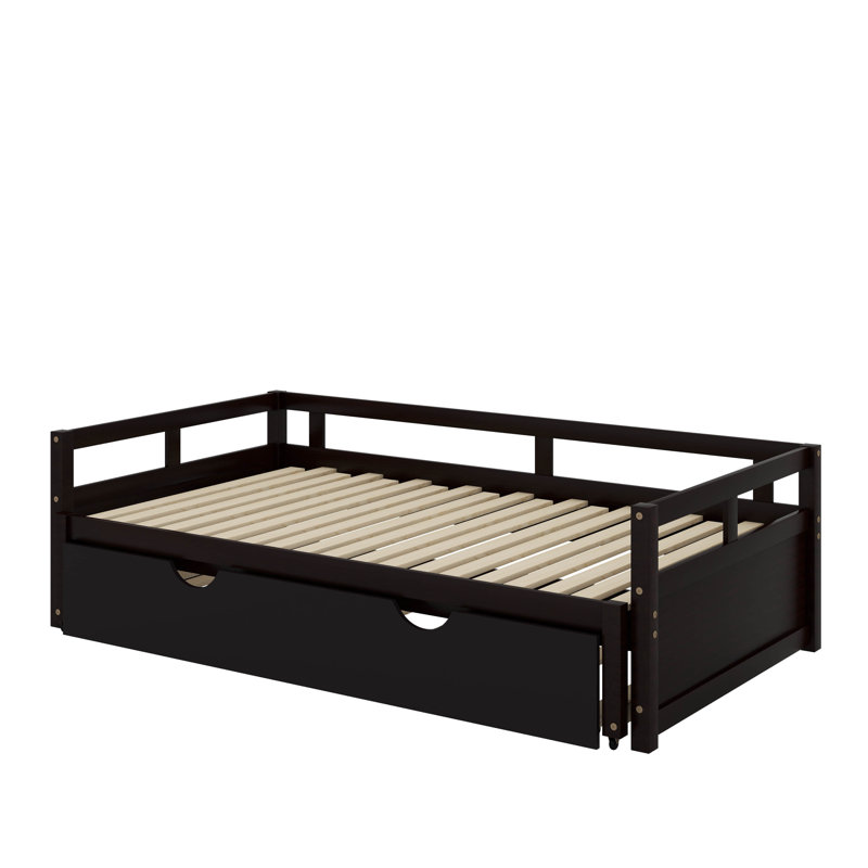 Twin Wooden Daybed With Trundle,Extending Daybed With Trundle, Espresso