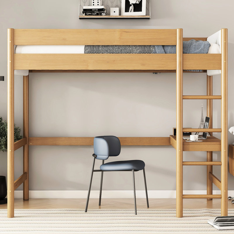 Lit mezzanine simple tapissier avec bureau et style de chambre à coucher moderne