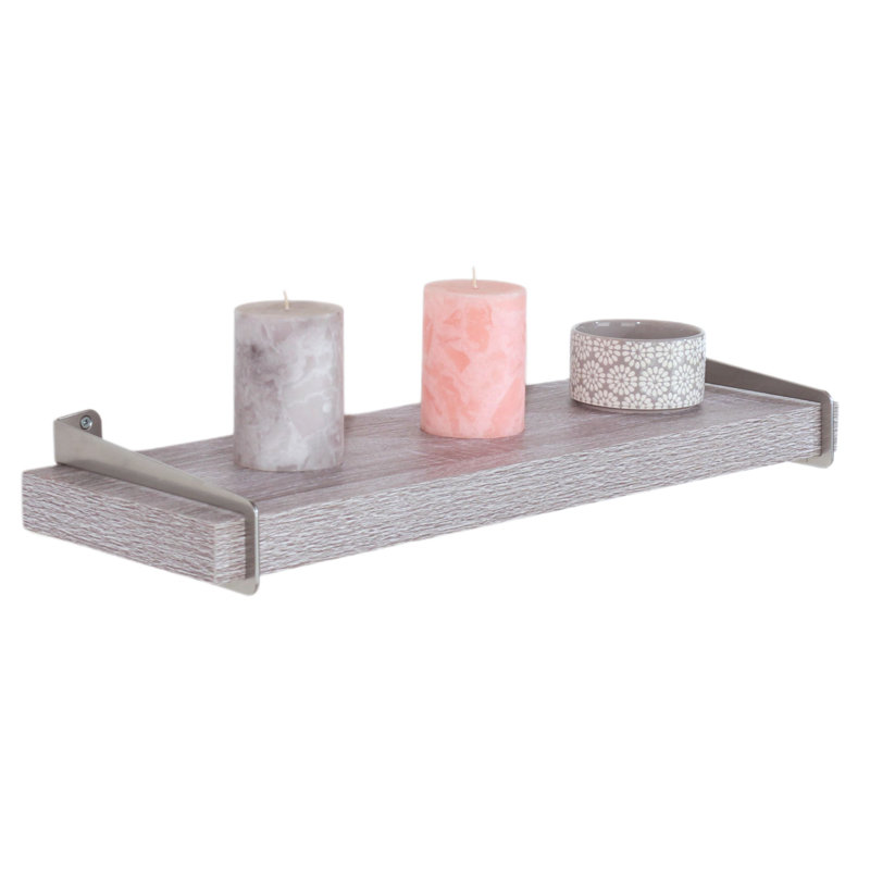 Keer Chunky Shelf Kit, Slide-On Brackets, Grey Oak & Oak Effect, Gray, 3.8cm H x 60cm W x 19.5cm D