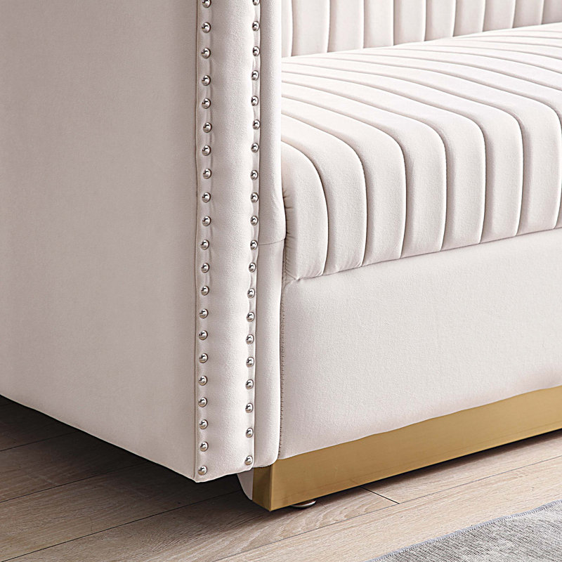 Causeuse moderne en tissu 2 places, Beige