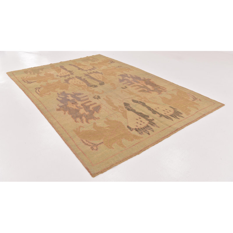 Tapis de zone en laine 9 pi 9 po x 10 pi noué la à la main one-of-kind Mehdi