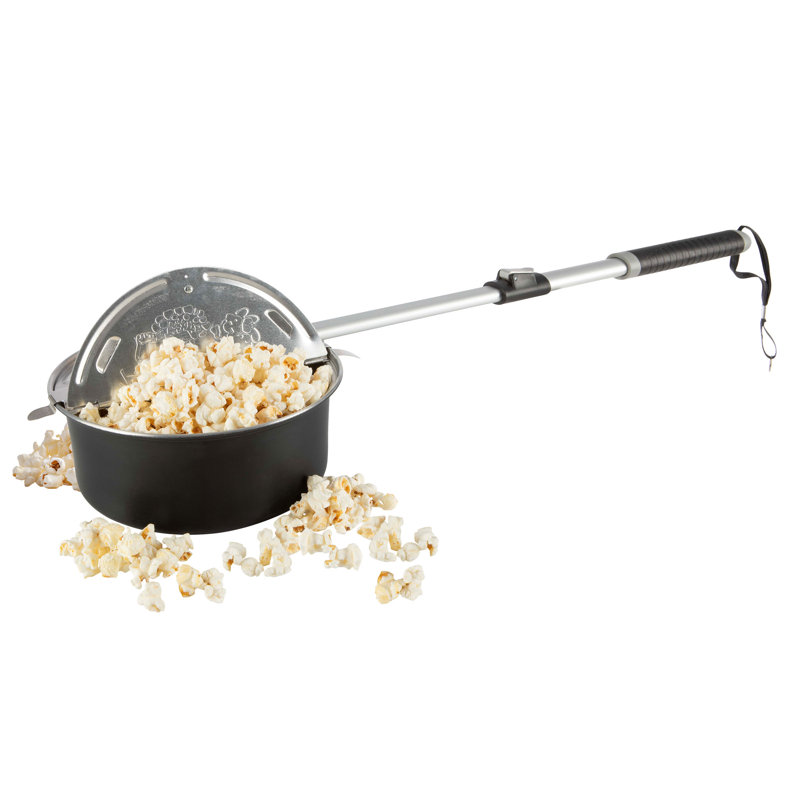Campfire Popcorn Popper - Machine à maïs soufflé à l'ancienne avec poignée télescopique - Équipement de camping et équipement de cuisson de feu de camp par Great Northern Popcorn (noir)
