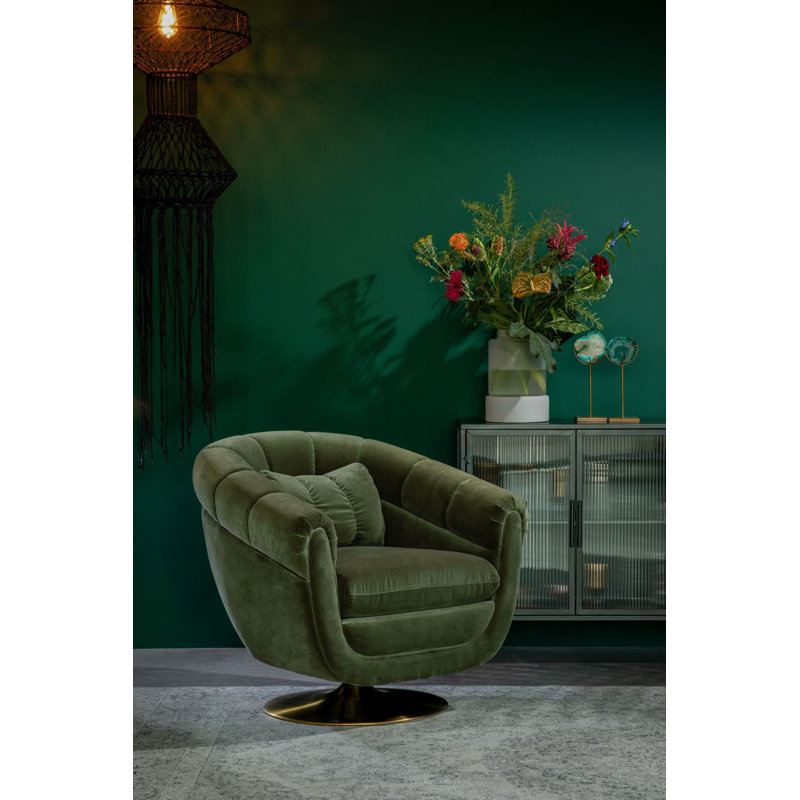 Member Swivel Lounge Chair, Green Cotton Blend