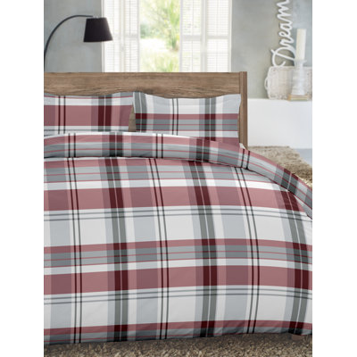 Flannel and Cotton Plaid Duvet Cover Set