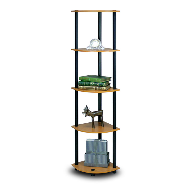 Corner Bookcase, Light Cherry/Black
