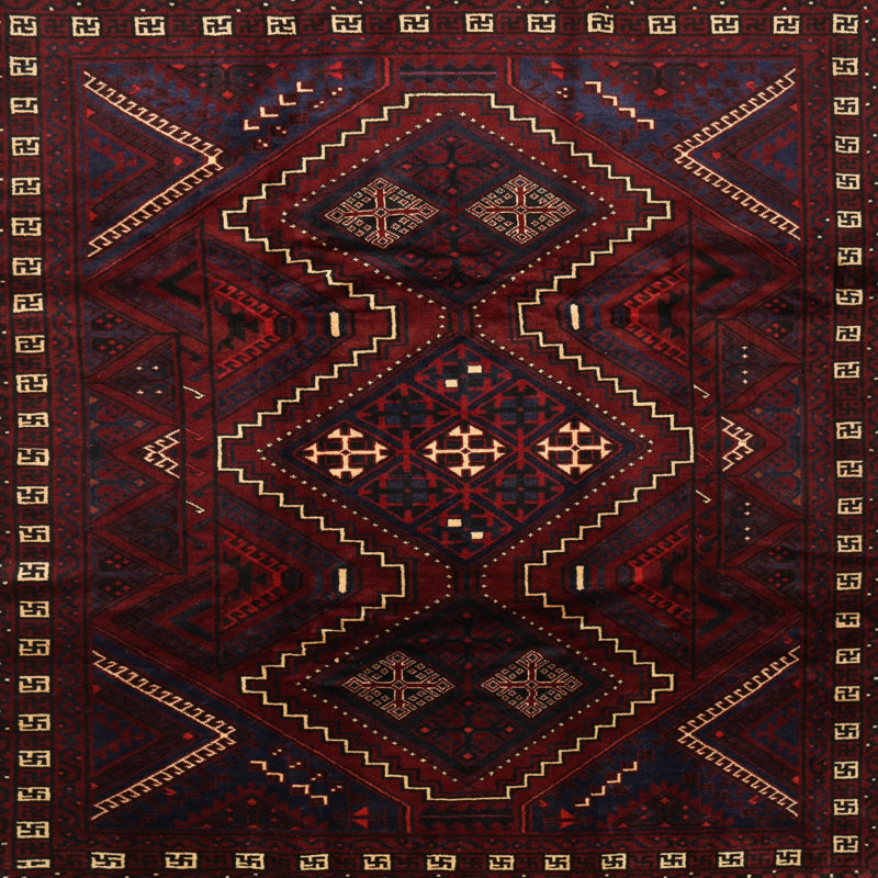 Tapis traditionnel marron / beige / noir, Rond 3 pi