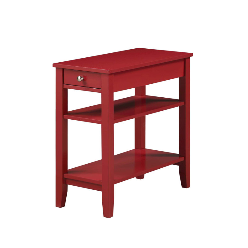 Carbin End Table with Drawer and Shelves, Cranberry Red