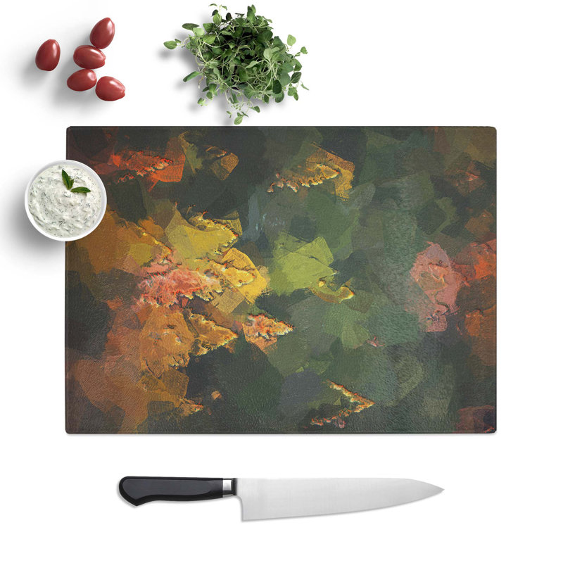 Tempered Glass Pointed Trees Chopping Board, 28.5 cm W x 20 cm L