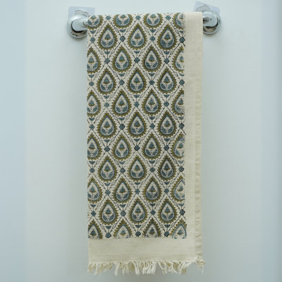 Essuie-mains gaufré en coton à motif floral 17 x 32 doux, absorbant et fabriqué à la main à la perfection (pan Patti, gris)