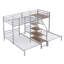 Lit superposé simple au-dessus de simple et simple en métal, escalier avec lit superposé triple et tablettes de rangement en métal-130041770