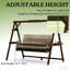 Balançoire d'extérieur - Chaise de conversation en bois avec coussin ergonomique rembourré, tablettes latérales et chaîne réglable. Structure en bois de sapin massif pour des plateaux de jardin stables, système de suspension sécuritaire. Cadre