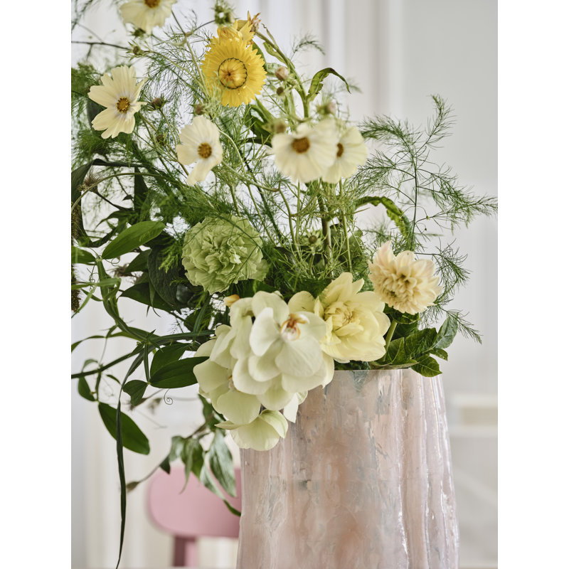 Crackle Handmade Glass Table Vase, Pink