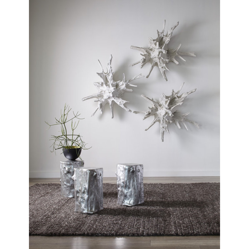 Small Silver Leaf Resin Log Stool