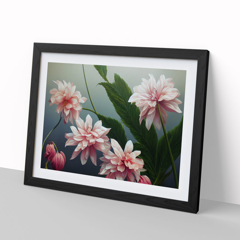 Blooming Flowers - Single Picture Frame Print, Black, 25cm H x 34cm W x 2cm D