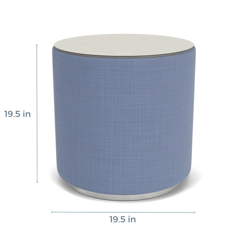 Darsey Lounge Reception Cylinder Table With Laminate Top, 20", Silver;Chambray Light Navy, White Twill