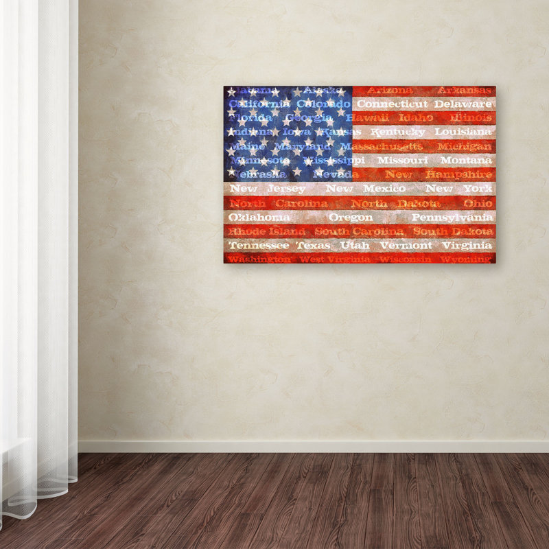 «American States with Flags», impression sur toile tendue, H 12 po x l 19 po x P 2 po