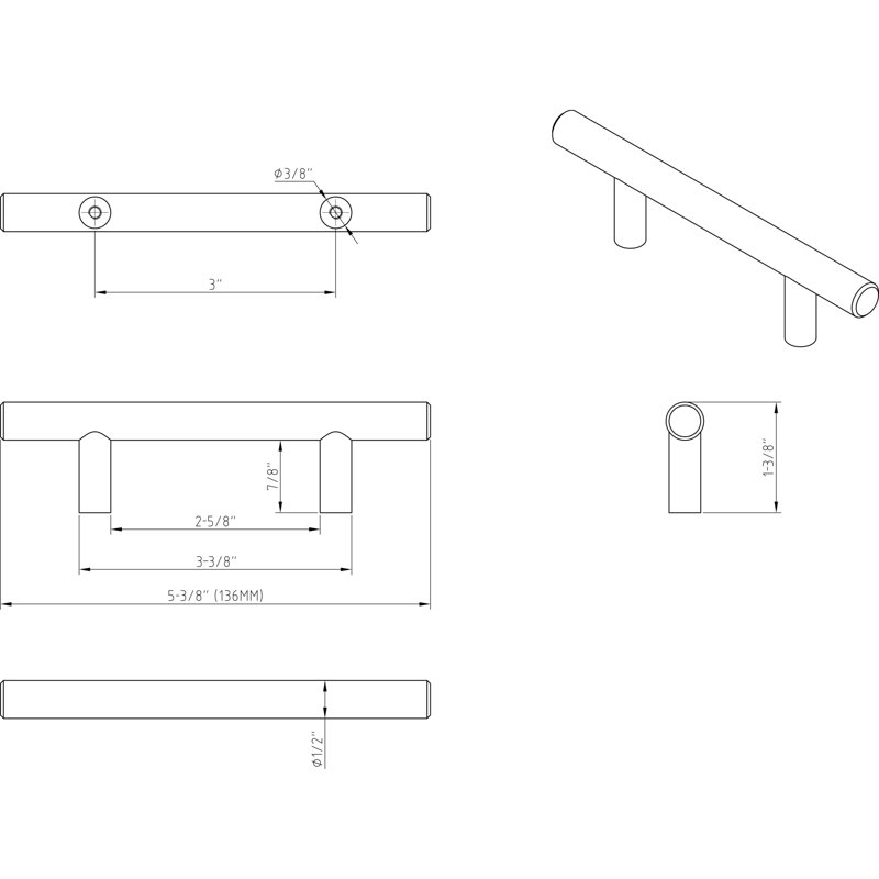 Naples 3" Center to Center Bar Pull, Brushed Gold