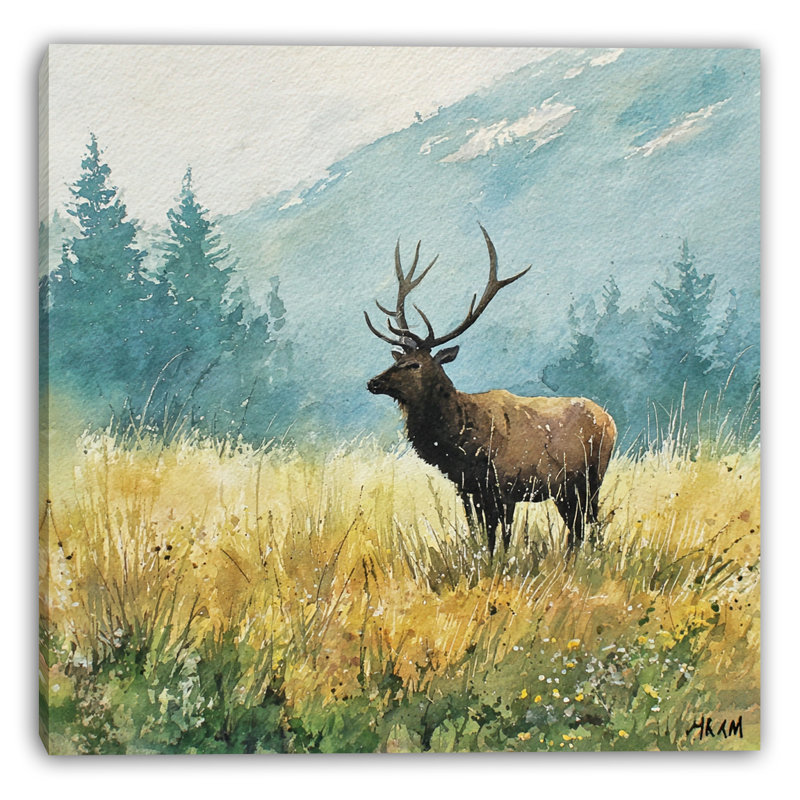 «Mountain Elk at Dawn», art mural sur toile tendue