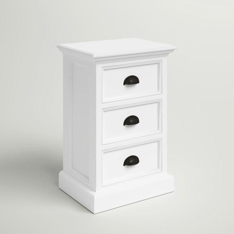 Table de chevet 3 tiroirs Guildford, Blanc