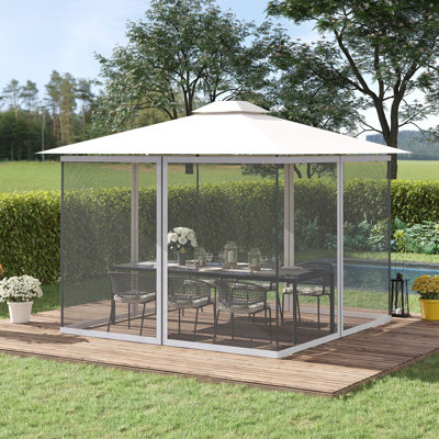 10' X 13' Replacement Mesh Sidewall Netting For Patio Gazebos And Canopy Tents With Zippers