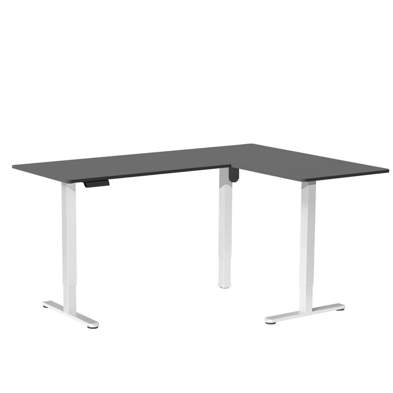 Bureau debout d'angle électrique VIVO, Noir / blanc, 55 po x 63 po