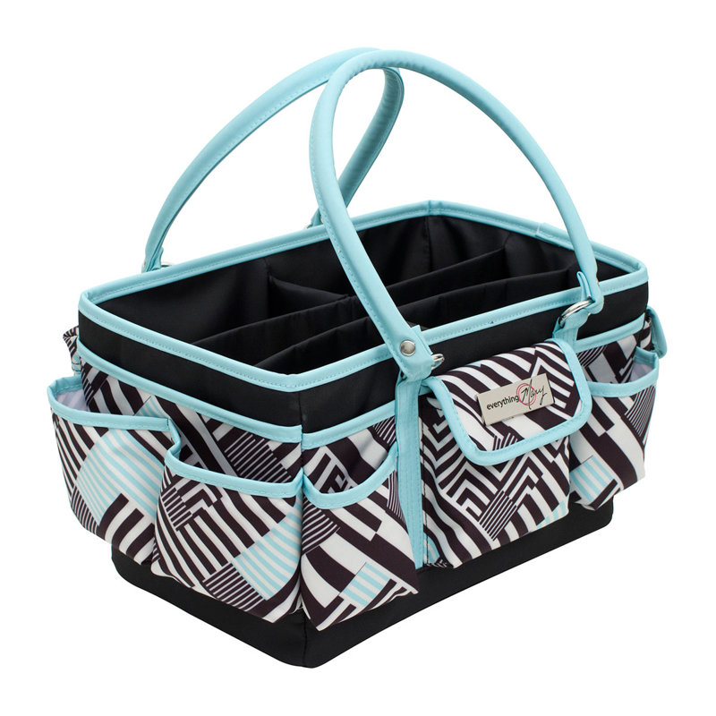 Deluxe Tote Organiser Teal Geometric Stripe Everything Mary 9AD2EA627DC94873AB01ED8810B3B5F5