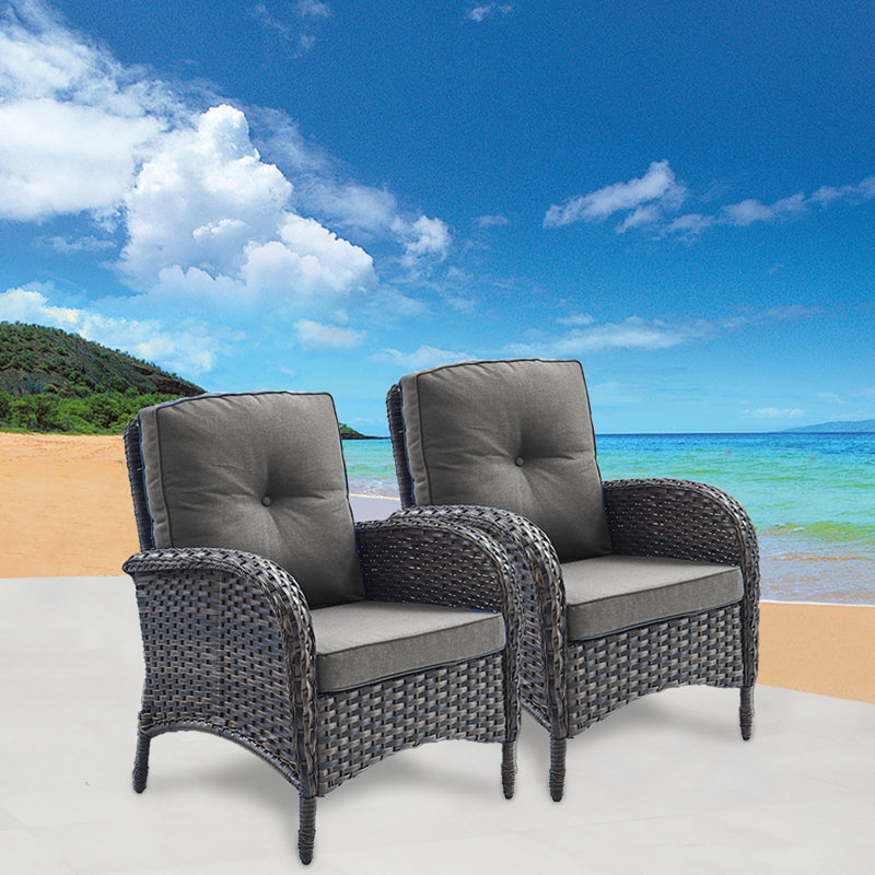 Chaise de patio avec coussins Gaetanino, Brun / gris
