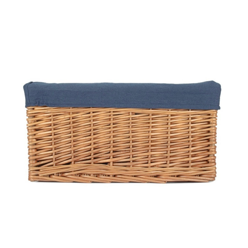 Navy Lined Open Storage Basket Medium, Brown